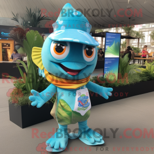 Maskotfigur z Cyan Fish...