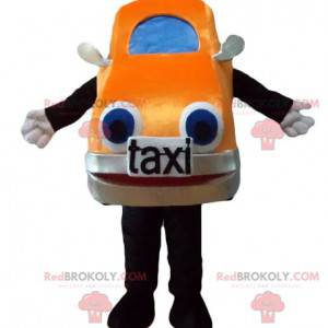 Mascote gigante de táxi carro laranja e azul - Redbrokoly.com