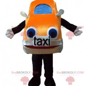 Mascotte de taxi de voiture orange et bleue géante -