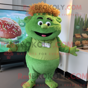 Maskot karakter af en grøn...