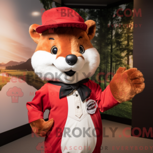 Mascottefiguur van een rood...
