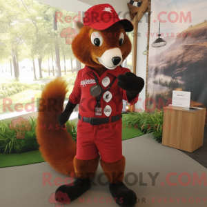 Mascottefiguur van een rood...
