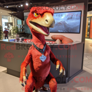 Maskot karakter af en rød...