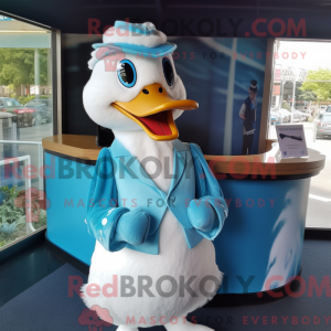 Maskotkarakter av en Cyan...