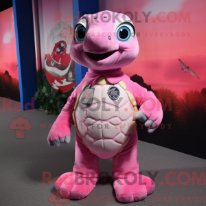 Mascottefiguur van een roze...