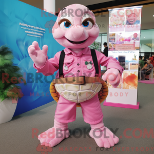 Mascottefiguur van een roze...