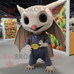 Beige Fruit Bat mascot costume character dressed with a Skinny Jeans and Anklets