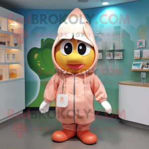 Peach Doctor mascot costume character dressed with a Hoodie and Necklaces