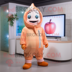 Peach Doctor mascot costume character dressed with a Hoodie and Necklaces