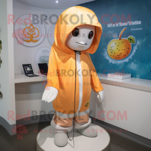 Peach Doctor mascot costume character dressed with a Hoodie and Necklaces
