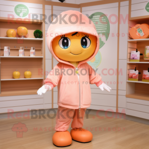 Peach Doctor mascot costume character dressed with a Hoodie and Necklaces