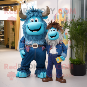 Blue Yak mascotte kostuum...