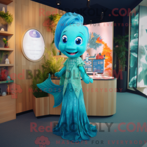 Mascot character of a Cyan...