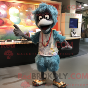 Caráter de máscara de Emu com bolsa e braçadeira em Capri - Mascotes emu - REBROKO_423869 - RedBrokoly.com