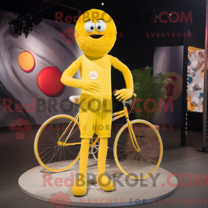 Mascottefiguur van een gele...