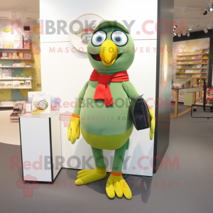 Olive Parrot maskot kostym...