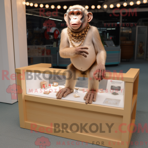 Maskotkarakter av en beige...