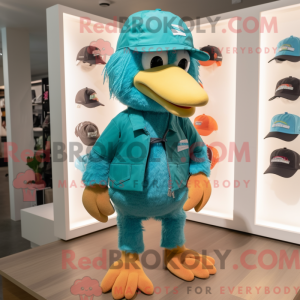 Maskot-karakter av en Teal...