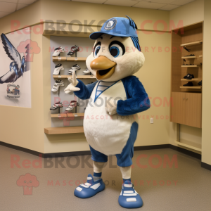 Cream Blue Jay mascot costume character dressed with a Shorts and Wraps