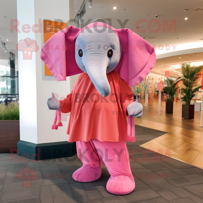 Pink Elephant mascot costume character dressed with a Culottes and Scarves