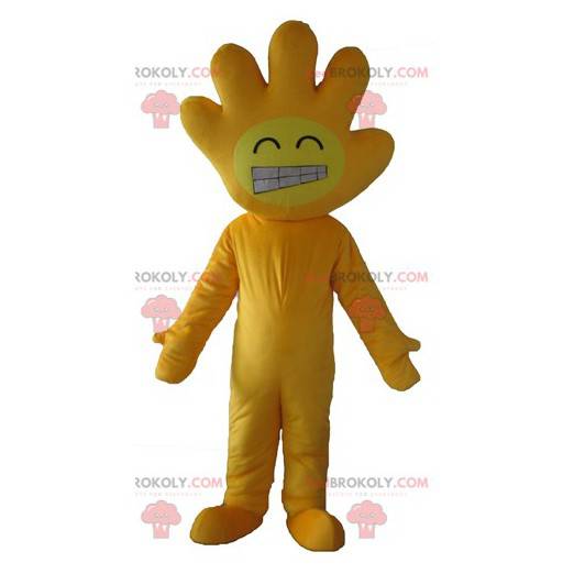 Mascote amarelo com a cabeça em forma de mão - Redbrokoly.com