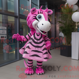 Mascottefiguur van een roze...