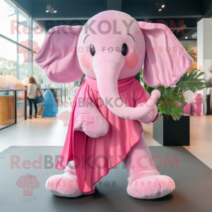 Pink Elephant mascot costume character dressed with a Culottes and Scarves