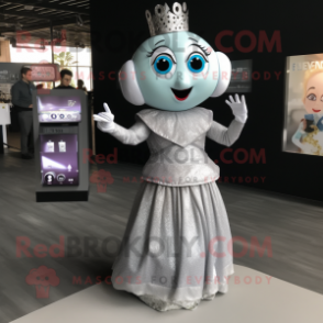 Silver Scented Candle mascot costume character dressed with a A-Line Skirt and Digital watches