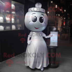Silver Scented Candle mascot costume character dressed with a A-Line Skirt and Digital watches