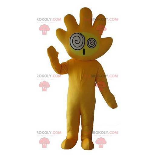 Mascote gigante e engraçado de mão amarela - Redbrokoly.com