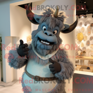 Maskotfigur af en grå...