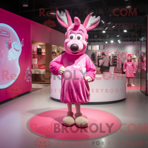 Mascottefiguur van een roze...