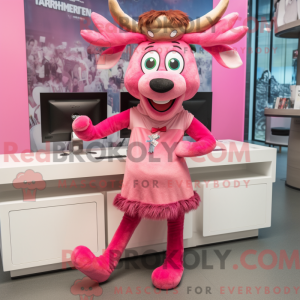 Mascottefiguur van een roze...