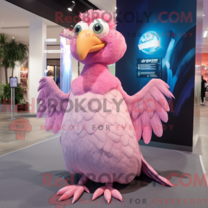 Maskotkarakter av en rosa...