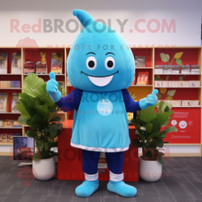 Sky Blue Beet mascot costume character dressed with a Sweater and Beanies