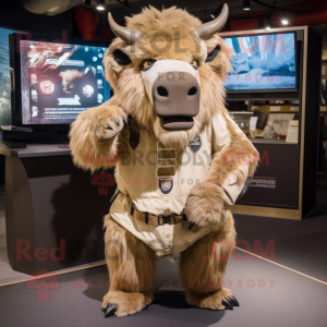 Beige Bison mascotte...