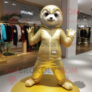 Gold Sloth maskot kostym...
