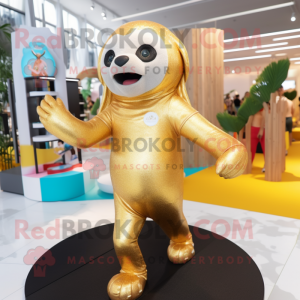 Gold Sloth maskot kostym...