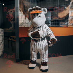 Rust Zebra mascot costume character dressed with a Baseball Tee and Belts