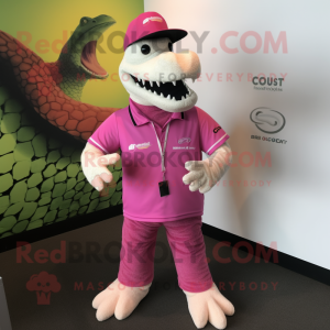 Rosa krokodil maskot kostym...