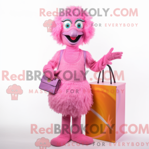 Maskotkarakter af en Pink...