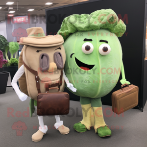 Tan Corned Beef And Cabbage mascot costume character dressed with a Skinny Jeans and Briefcases