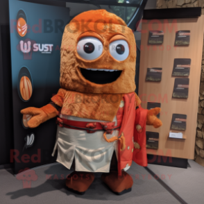 Rust Sushi mascot costume character dressed with a Waistcoat and Hairpins