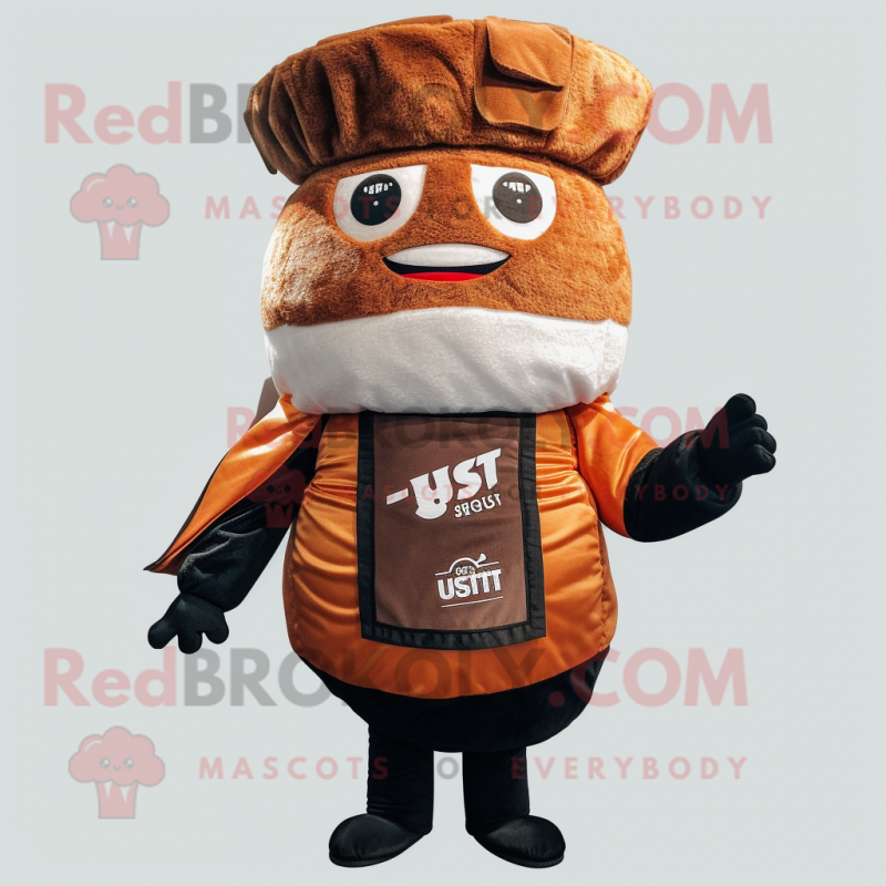 Rust Sushi mascot costume character dressed with a Waistcoat and Hairpins Rust Sushi mascot costume character dressed with a Waistcoat and Hairpins