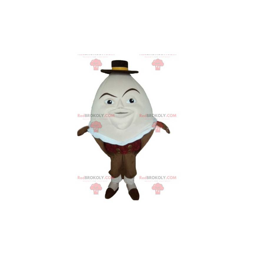 Mascot gigantisk egg i en brun eggkopp - Redbrokoly.com