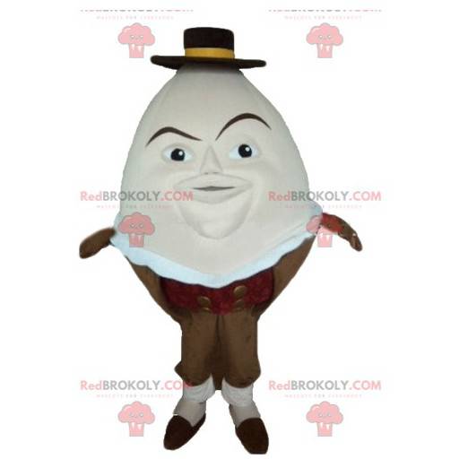 Mascot gigantisk egg i en brun eggkopp - Redbrokoly.com