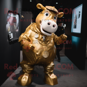 Gold Hereford Cow maskot...