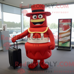 Mascottefiguur van een rode...