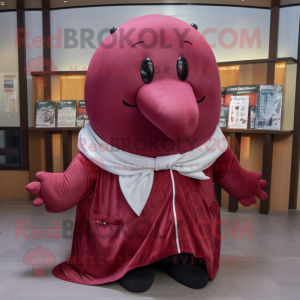 Maroon Whale maskot kostume...