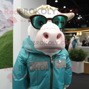 Cyan Hereford Cow maskot...